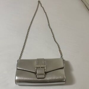Michael Kors Silver Clutch with Chain Strap